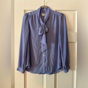 J. Crew Long Sleeve Neck Tie Button Up Blouse Shirt Top